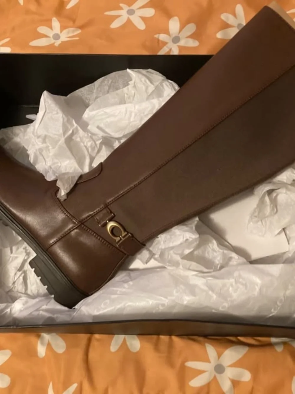 Coach Faith leather riding boots brown size 9 women's knee high lug sole shoes - Picture 3 of 5